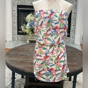 Outdoor Oasis Strapless Swimsuit Coverup - White Tropical - XL - NWOT